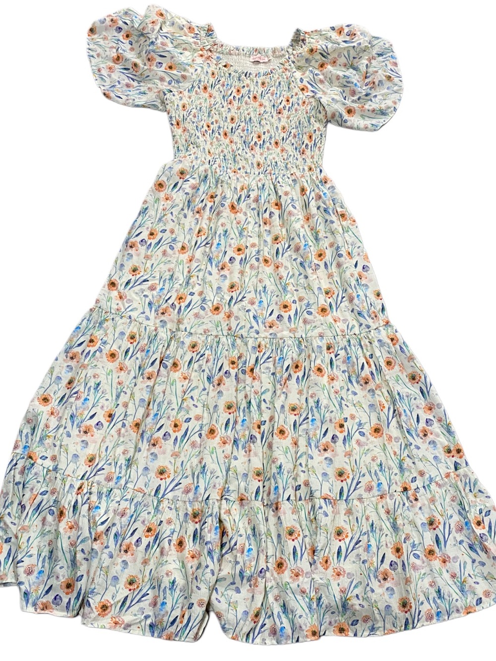 Ivy City Co. Jovie Floral Maxi Dress Flutter Sleeve Preppy Tiered Cottage Small
